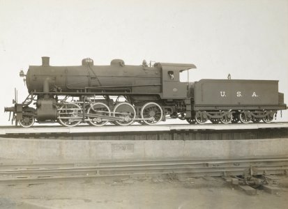 Military Administration - Transportation - Rail - Rolling Stock - 23' X 26' CONSOLIDATION Locomotive built for the War Dept. by the American Locomotive Co., N. Y. City. Left side view - NARA - 45501889 (cropped)
