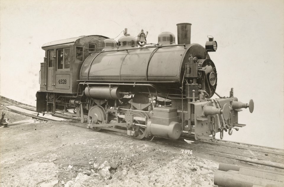 Military Administration - Transportation - Rail - Rolling Stock - STANDARD GAUGE STEAM FOUR DRIVER SADDLE TANK LOCOMOTIVE FOR U.S. FORCES OVERSEAS - NARA - 45501883 (cropped)