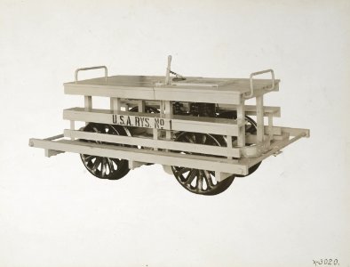 Military Administration - Transportation - Rail - Construction - MOTOR CARS FOR GOVERNMENT USE IN FRANCE. U.S.A. Rys No. 1 furnished by Fairbanks, Morse & Co., Baltimore, Md - NARA - 45502015 (cropped)