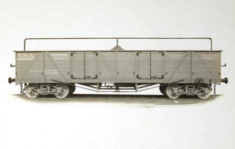 Military Administration - Transportation - Rail - Construction - STANDARD GAUGE HIGH SIDE GONDOLA BUILT FOR U.S. FORCES OVERSEAS - NARA - 45502229 (cropped)