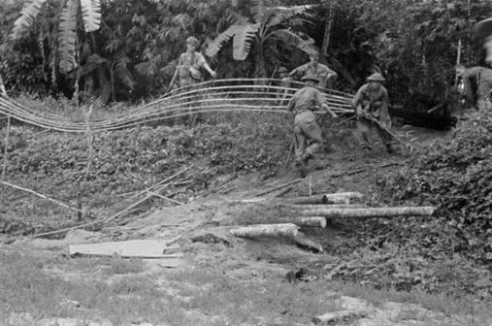 Militairen bezig met een hekwerk, Bestanddeelnr 348-2-1