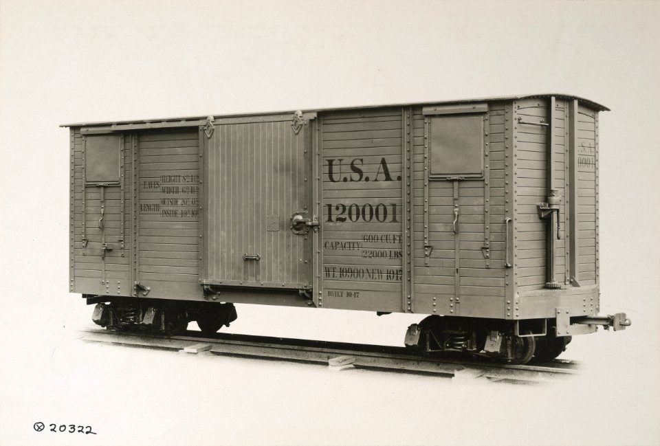 Military Administration - Transportation - Rail - Construction - 60 CM GAUGE BOX CAR FOR U.S. FORCES OVERSEAS - NARA - 45502201 (cropped)