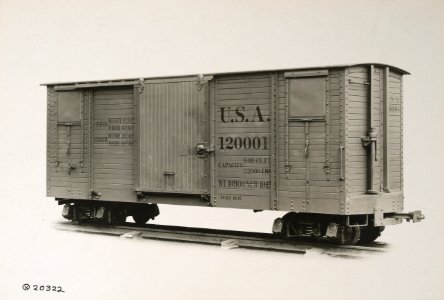 Military Administration - Transportation - Rail - Construction - 60 CM GAUGE BOX CAR FOR U.S. FORCES OVERSEAS - NARA - 45502201 (cropped)