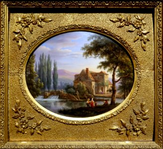 Mill on river Epte (Eure), Jean-Baptiste-Gabriel Langlace, before 1844, painting on porcelain - Villa Vauban - Luxembourg City - DSC06521