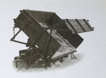 Military Administration - Transportation - Rail - Construction - 60 CM Gauge side Dump Car - NARA - 45502041 (cropped)