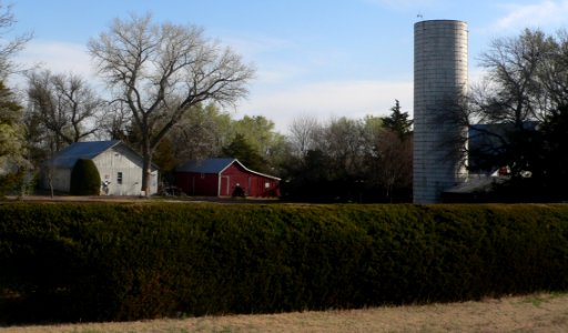 Miller homested (Rush Co KS), silo and buildings from SW 1