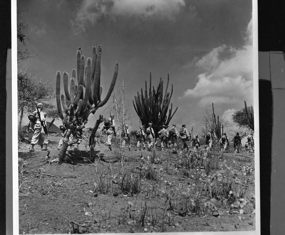 Militaire oefeningen op Curaçao. Amerikaanse patrouille in de Kunuku, Bestanddeelnr 935-1398