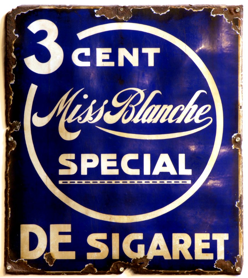 Miss Blanche, enamel advertising sign
