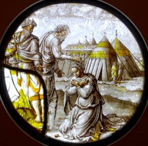 Miriam is cursed with Leprosy, Netherlands, mid 1500s, stained glass - Museum Schnütgen - Cologne, Germany - DSC09840