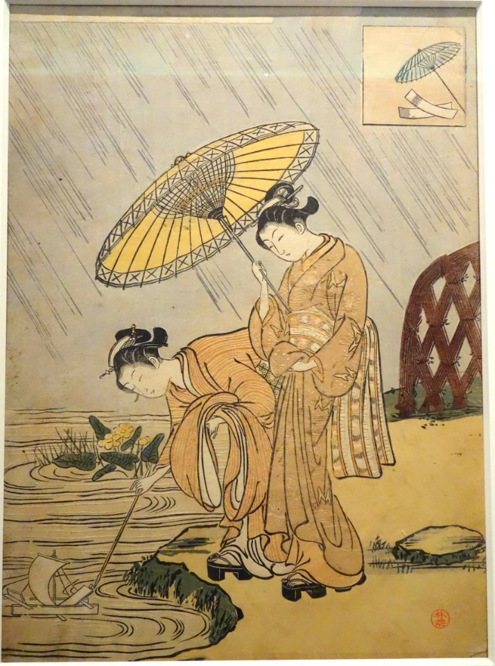 Mitate (Parody) of Seven Stories of Ono no Komachi - Amagoi Komachi, by Suzuki Harunobu, Edo period, 18th century - Tokyo National Museum - DSC06258