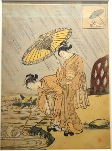 Mitate (Parody) of Seven Stories of Ono no Komachi - Amagoi Komachi, by Suzuki Harunobu, Edo period, 18th century - Tokyo National Museum - DSC06258