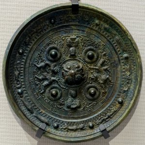 Mirror with triangular rim and dragon and tiger design, 10 of 12, Japan, Kofun period, 200s-300s AD, bronze - Tokyo National Museum - Tokyo, Japan - DSC09183