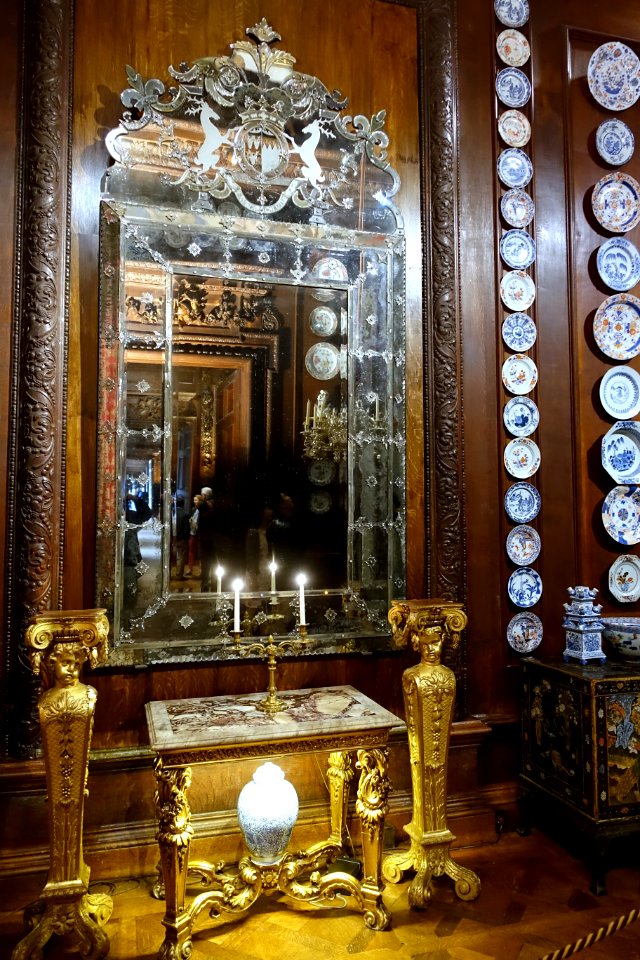 Mirror by John Gumley, signed and dated 1703 - State Closet, Chatsworth House - Derbyshire, England - DSC03236
