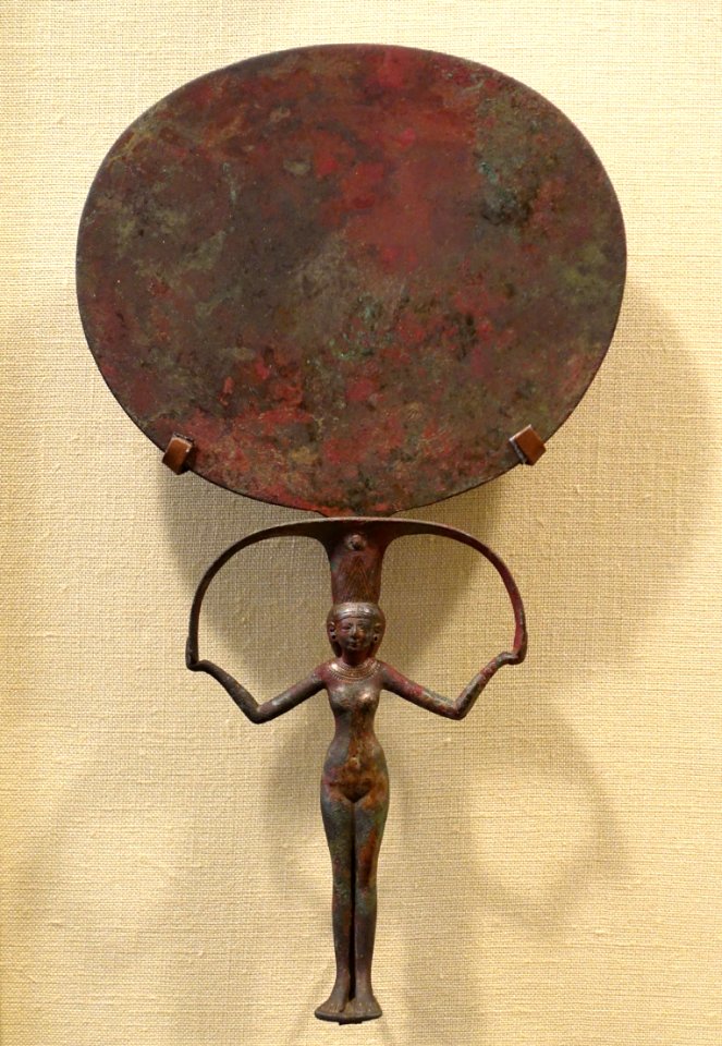 Mirror, Qustul, Nubia, Cemetery V, tomb VC48, Egyptian New Kingdom, reign of Amenhotep III, 1390-1352 BC, copper alloy - Oriental Institute Museum, University of Chicago - DSC08043
