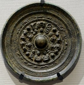 Mirror with triangular rim and dragon and tiger design, 4 of 12, Japan, Kofun period, 200s-300s AD, bronze - Tokyo National Museum - Tokyo, Japan - DSC09171