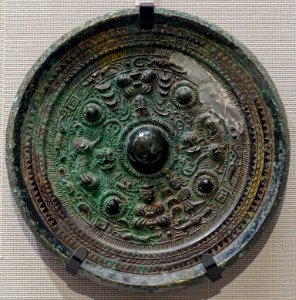 Mirror with triangular rim and dragon and tiger design, 8 of 12, Japan, Kofun period, 200s-300s AD, bronze - Tokyo National Museum - Tokyo, Japan - DSC09179