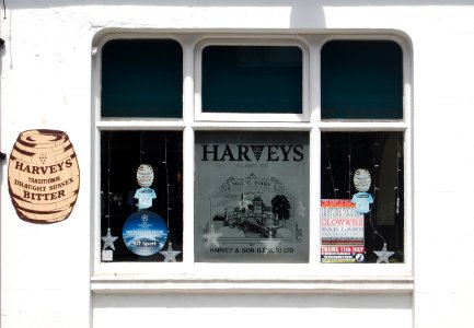 Mitre Tavern, 13 Baker Street, Brighton (July 2019) (Detail of Etched Window)