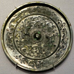 Mirror from the Inariyama Sutra Mound, excavated at Fushimi-ku, Kyoto, Heian period, 1100s AD, bronze - Tokyo National Museum - Ueno Park, Tokyo, Japan - DSC09211