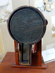 Mirror in mirror stand - Hirata Folk Art Museum - Takayama, Gifu, Japan - DSC06780