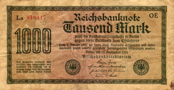 Imperial banknote german empire 1922
