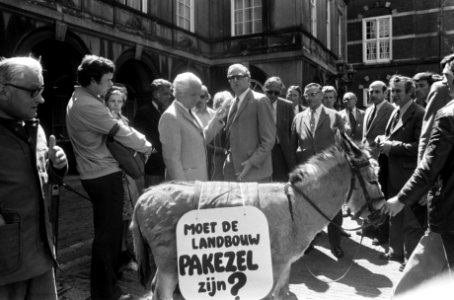 Minister Van der Stee tussen de demonstranten, Bestanddeelnr 927-9911