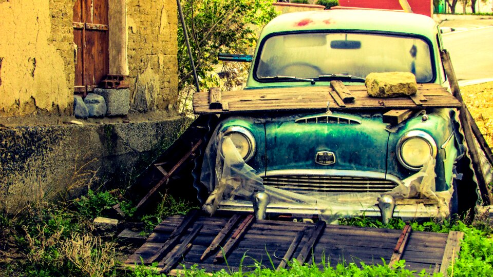 Broken abandoned damaged