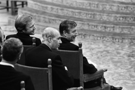 Ministers Terlouw (D66) en Van Agt (CDA) in de Ridderzaal, Bestanddeelnr 932-3348