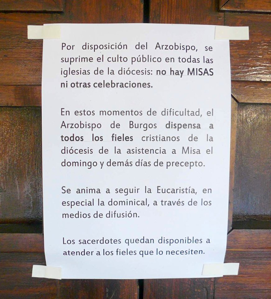 Miranda de Ebro - Iglesia de San José Obrero. Aviso parroquial por COVID-19 (19 de mayo de 2020)