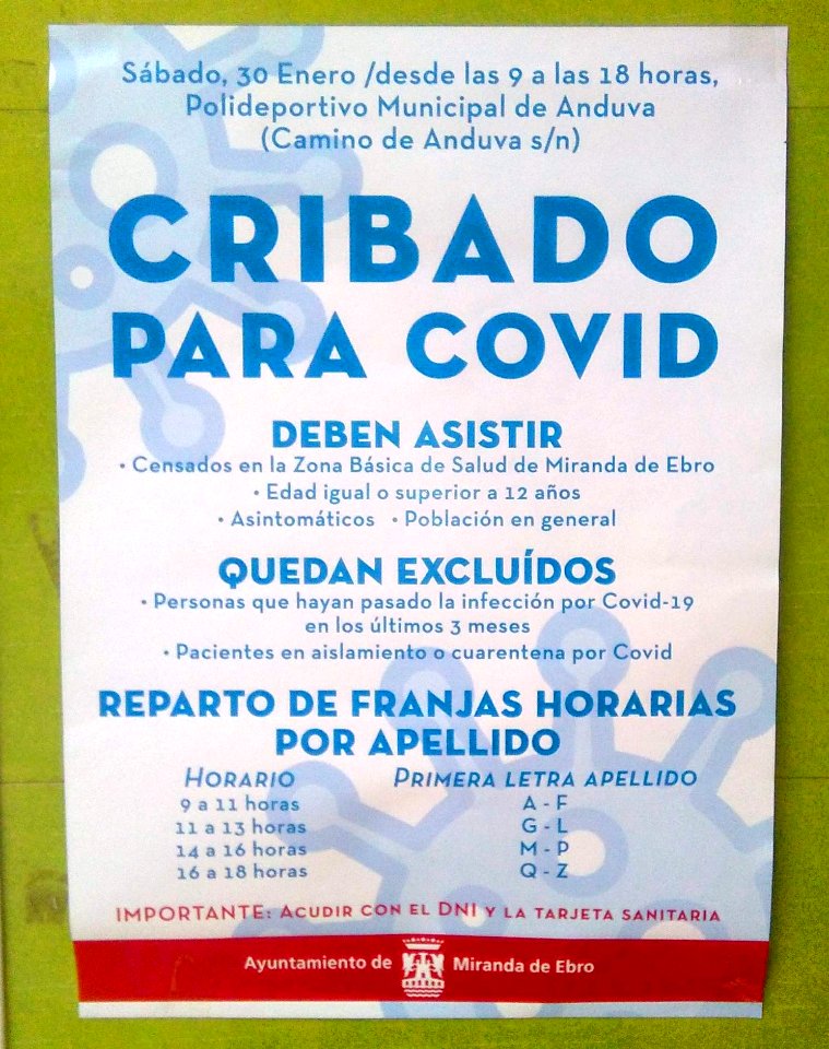 Miranda de Ebro - Cribado COVID 30 enero 2021
