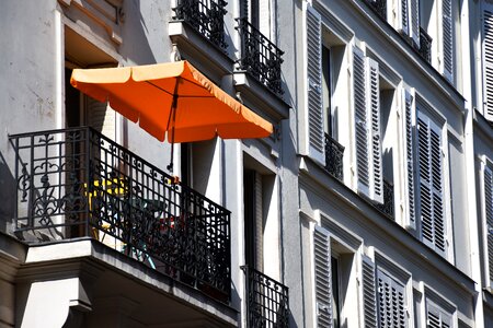 Building facade parasol orange