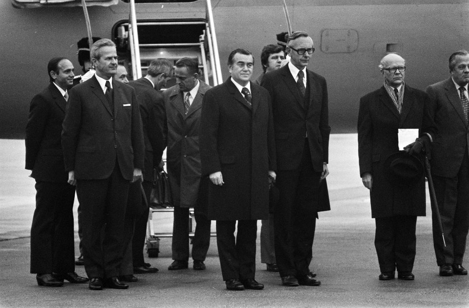 Minister van Buitenlandse Zaken van Tsjechoslowakije op Schiphol minister B Cl, Bestanddeelnr 928-2750