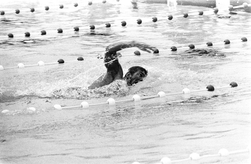 Nationale kampioenschappen zwemmen te Den Haag , Peter Prijdekker in actie, Bestanddeelnr 924-7693