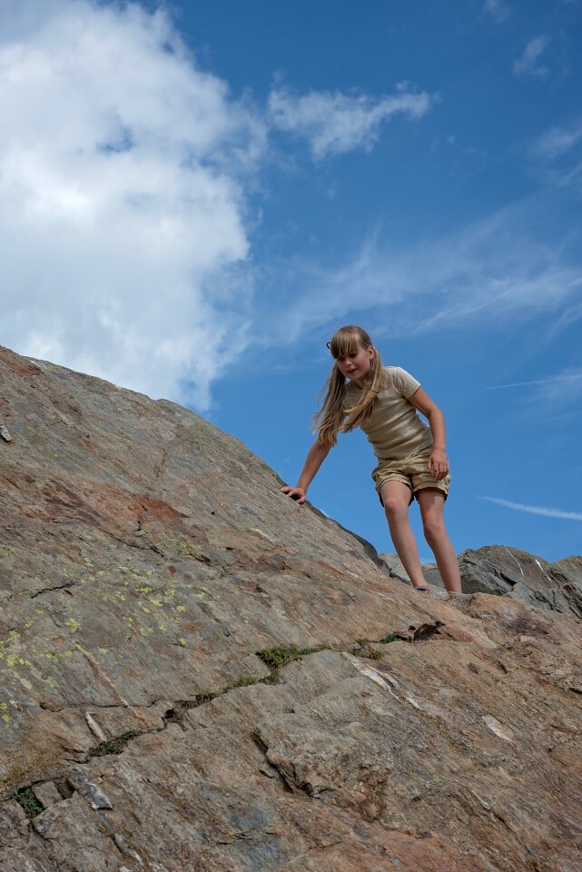 Child climb rock