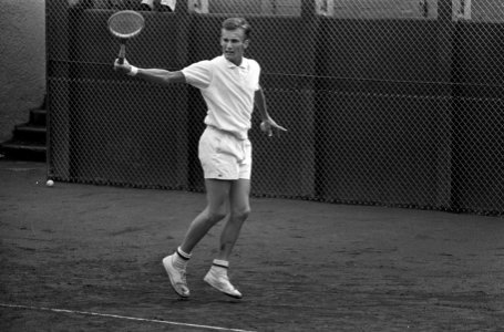 Nationale Tenniskampioenschappen te Scheveningen. J. Coebergh in aktie, Bestanddeelnr 920-5844