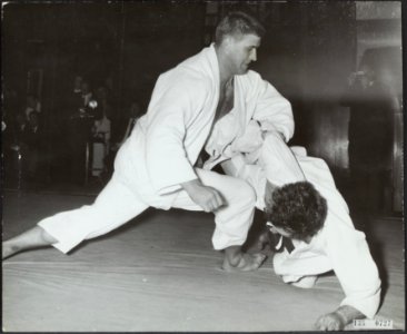 Nationale Kampioenschappen Judo te Utrecht. Anton Geesink (links) tegen Willem D, Bestanddeelnr 135-0727