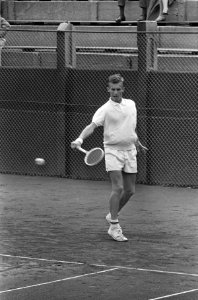 Nationale Tenniskampioenschappen te Scheveningen. J. Coebergh in aktie, Bestanddeelnr 920-5845