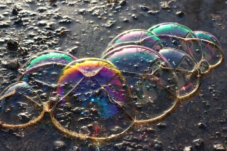Water puddle iridescent photo