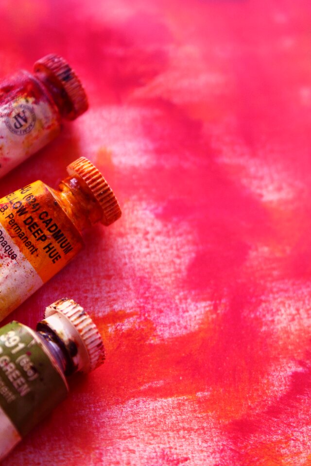 Pink brushes artist