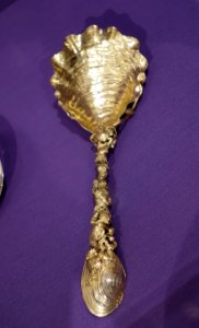 Narragansett berry spoon, Gorham Manufacturing Company, Providence, Rhode Island, c. 1885, gilt silver - Dallas Museum of Art - DSC04860