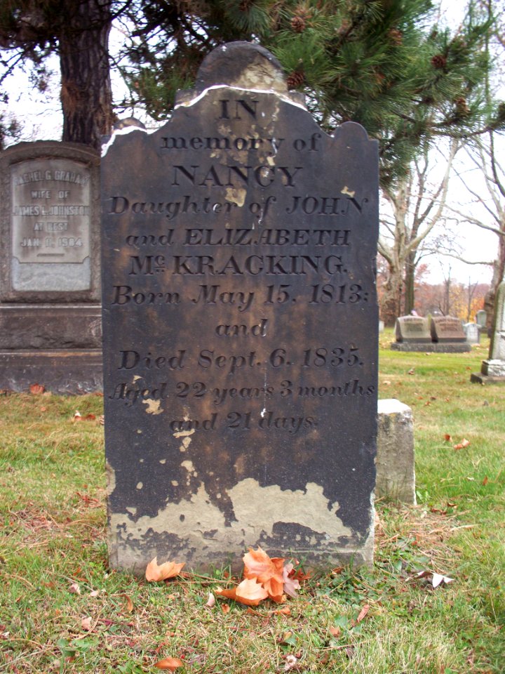 Nancy McKracking tombstone, Beulah Presbyterian Church Cemetery