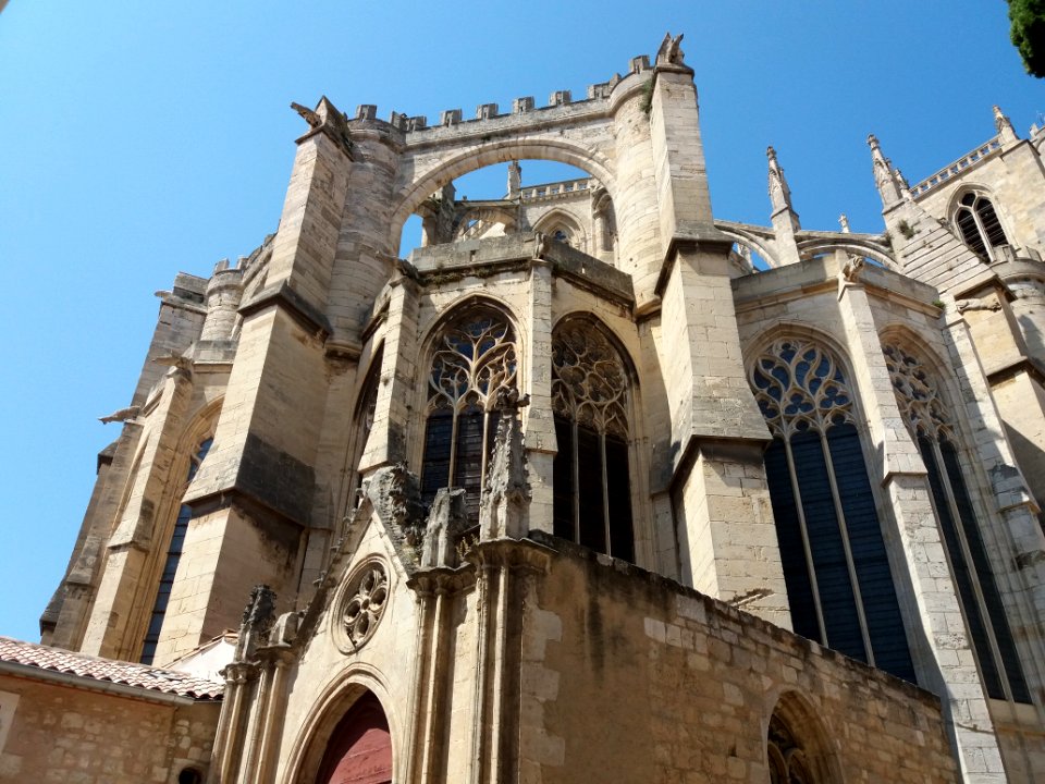 Narbonne - Cathédrale Saint-Just - Côté nord-est, haut
