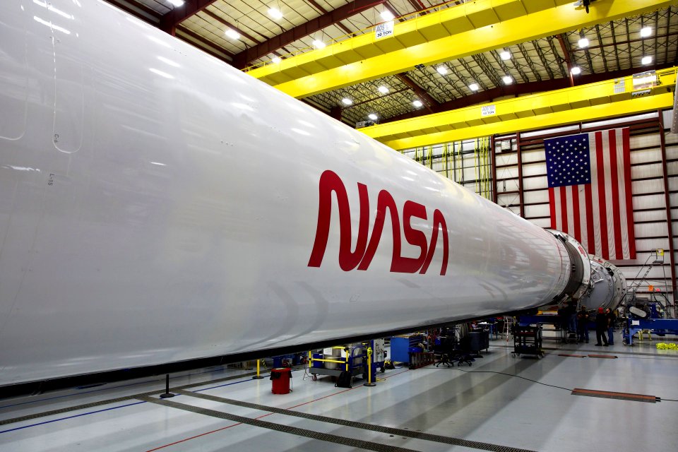NASA retro logo on Falcon 9