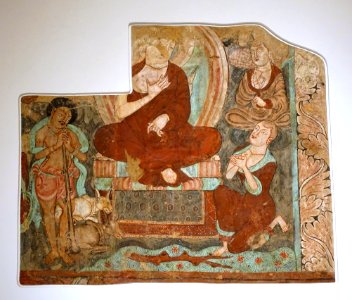 Nanda the cowherd, Kizil, Cave of the Statues (Cave 77), 406-425 AD, wall painting - Ethnological Museum, Berlin - DSC01776