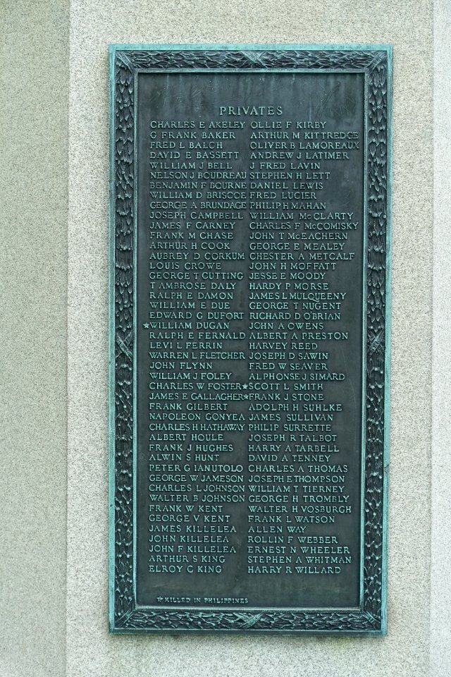 Names - Spanish-American War Monument by Melzar Hunt Mosman - Leominster, Massachusetts - DSC06202