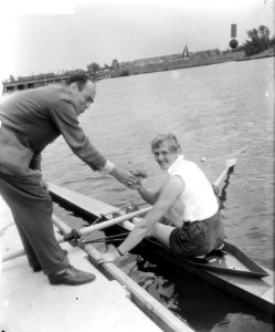 Nationaal roeikampioenschap Bosbaan, skiff kampioene Agnes Reuter, Bestanddeelnr 907-2152