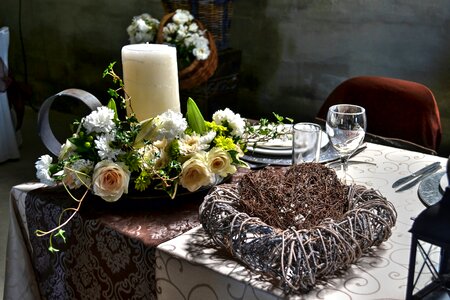 Wedding flower arrangement decorative photo