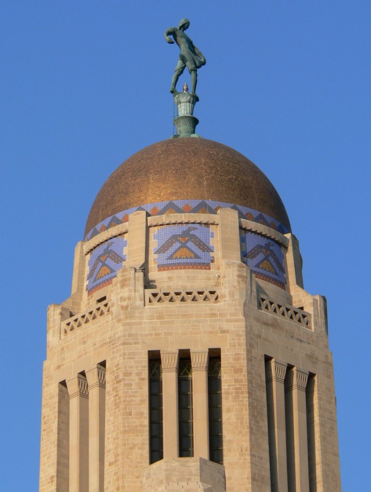 Nebraska State Capitol dome from NE 2