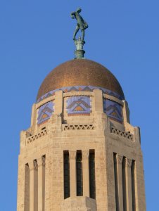Nebraska State Capitol dome from NE 2