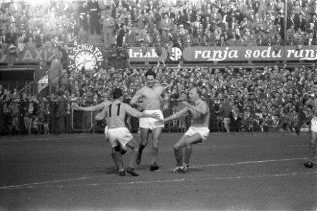 Nederland tegen Belgie 9-1, Wilkes (midden) heeft gescoord, Bestanddeelnr 910-7229