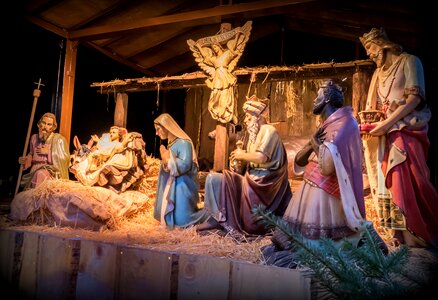 Nativity scene jesus stall photo